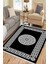 Siyah Dekoratif Halı Kaymaz Tabanlı Makinede Yıkanabilir Kilim Dot Tabanlı Salon Halısı 3128G 4