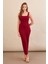 Kadın Bordo Kare Yaka Midi Elbise DMR295-90 4