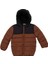 Erkek Bebek Su Itici Polar Astarlı Blok Renk Desenli Kapüşonlu Şişme Mont Kahve 4/5 Yaş 1
