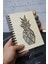 Ananas Temalı Ahşap Kapaklı Defter - Çizgili Defter - Ajanda - Okul Defteri (A5 - 120 Sayfa) 3