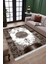 Klasik Desenli Kahverengi Makinede Yıkanabilir Kilim Kaymaz Dot Tabanlı Oturma Odası Halısı 3029B 3