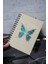 Kelebek Temalı Ahşap Kapaklı Defter - Kareli Defter - Ajanda - Okul Defteri (A5 - 120 Sayfa) 3
