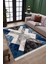 Geometrik Mavi Halı Makinede Yıkanabilir Kaymaz Tabanlı Kilim Dot Tabanlı Salon Halısı 0037D 2