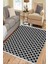 Siyah Beyaz Çizgili Halı Kaymaz Taban Makinede Yıkanabilir Kilim Dot Tabanlı Salon Halısı 0014B 1
