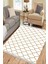 Krem Bej Çizgili Halı Kaymaz Taban Makinede Yıkanabilir Kilim Dot Tabanlı Salon Halısı 0010F 1