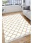 Krem Bej Çizgili Halı Kaymaz Taban Makinede Yıkanabilir Kilim Dot Tabanlı Salon Halısı 0010F 4