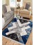 Geometrik Mavi Halı Makinede Yıkanabilir Kaymaz Tabanlı Kilim Dot Tabanlı Salon Halısı 0037D 1