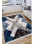 Geometrik Mavi Halı Makinede Yıkanabilir Kaymaz Tabanlı Kilim Dot Tabanlı Salon Halısı 0037D 4
