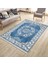 Klasik Desenli Mavi Makinede Yıkanabilir Kilim Kaymaz Dot Tabanlı Oturma Odası Halısı 3027B 2