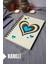Kalp Desenli Ahşap Kapaklı Defter - Kareli Defter - Ajanda - Okul Defteri (A5 - 120 Sayfa) 1