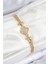 Pirinç Zirkon Taşlı Yonca Model Gold Renk Kadın Bileklik - TJ-BB7537 1