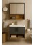 Legna 80 cm Antrasit & Ahşap Banyo Dolabı Takımı Alt ve Üst Dolaplı (Lavabo Dahil) 1