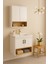 Legna 80 cm Beyaz & Ahşap Banyo Dolabı Takımı (Lavabo Dahil) 2