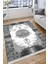 Klasik Desenli Gri Makinede Yıkanabilir Kilim Kaymaz Dot Tabanlı Oturma Odası Halısı 3029D 2