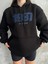 Kadın Siyah Oversize Sweatshirt Kanguru Cepli 1997 Yazılı 1