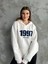 Kadın Beyaz Oversize Sweatshirt Kanguru Cepli 1997 Yazılı 1