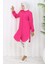 Boydan Düğmeli Tunik 3118-03 Fuşya 2