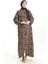 Leopar Desenli Düğmeli Elbise 0122-01 Siyah Bej 1