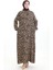 Leopar Desenli Düğmeli Elbise 0122-01 Siyah Bej 3