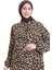 Leopar Desenli Düğmeli Elbise 0122-01 Siyah Bej 4