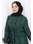 Beli Bağcıklı Desenli Elbise 2107-03 Yeşil 4
