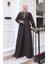 Leopar Desenli Elbise 0119-02 Antrasit 1