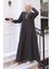 Leopar Desenli Elbise 0119-02 Antrasit 2