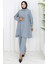 Boydan Düğmeli Tunik Pantolon Ikili Takım 2108-02 Gri 1