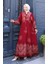 Balon Kol Viskon Elbise 5581-03 Bordo 2