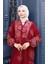 Balon Kol Viskon Elbise 5581-03 Bordo 4