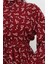 Yarım Düğmeli Çiçek Desenli Elbise 0025-03 Bordo 4