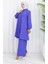 Boydan Düğmeli Tunik Pantolon Ikili Takım 2108-01 Saks 2
