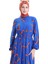 Beli Bağcıklı Düğmeli Desenli Elbise 2109-02 Saks Turuncu 5