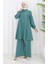 Boydan Düğmeli Tunik Pantolon Ikili Takım 2108-03 Yeşil 3