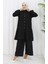 Boydan Düğmeli Tunik Pantolon Ikili Takım 2108-05 Siyah 3