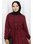 Beli Bağcıklı Desenli Elbise 2107-02 Bordo 3