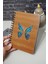 Kelebek Temalı Ahşap Kapaklı Defter - Kareli Defter - Ajanda - Okul Defteri (A5 - 120 Sayfa) 3