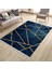 Lacivert Geometrik Çizgili Makinede Yıkanabilir Kaymaz Taban Halı Dot Tabanlı Salon Halısı 0120F 1