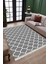 Gri Beyaz Çizgili Halı Kaymaz Taban Makinede Yıkanabilir Kilim Dot Tabanlı Salon Halısı 0010D 2