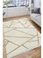 Krem Geometrik Çizgili Makinede Yıkanabilir Kaymaz Tabanlı Halı Dot Tabanlı Salon Halısı 0120E 4