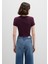 Bordo Basic Crop Tişört 1600814-70434 6