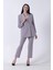 Gri Kadın Dört Düğmeli Kruvaze Blazer Ceket & Pantolon Takım 0106305.06 4