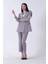 Gri Kadın Dört Düğmeli Kruvaze Blazer Ceket & Pantolon Takım 0106305.06 5