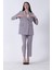 Gri Kadın Dört Düğmeli Kruvaze Blazer Ceket & Pantolon Takım 0106305.06 6