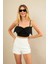 Kadın Siyah Fiyonklu Crop Bluz KED0089 3