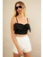 Kadın Siyah Fiyonklu Crop Bluz KED0089 4