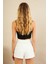 Kadın Siyah Fiyonklu Crop Bluz KED0089 5