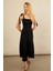 Kadın Siyah Omuz Fiyonklu Midi Elbise EY3119 3