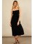 Kadın Siyah Gipeli Midi Müslin Elbise YEL221685 1