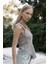Veilinas Asimetrik Kahve Keten Crop 3